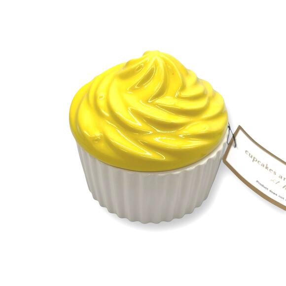 Cupcakes & Cashmere Other - Ceramic Cupcake Trinket Box with Yellow Frosted Lid - New with Tags